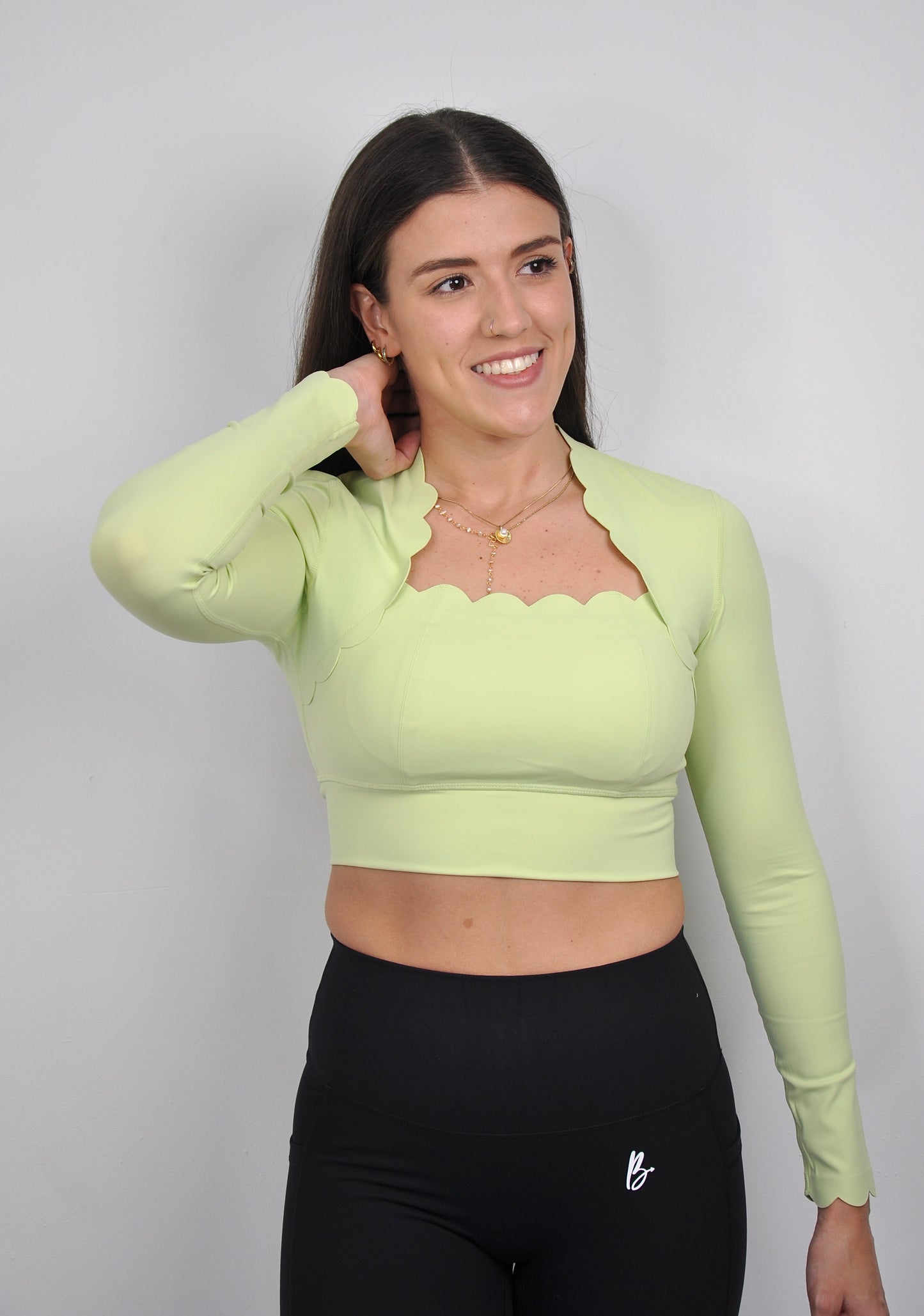 Top manga larga scalloped (largo)