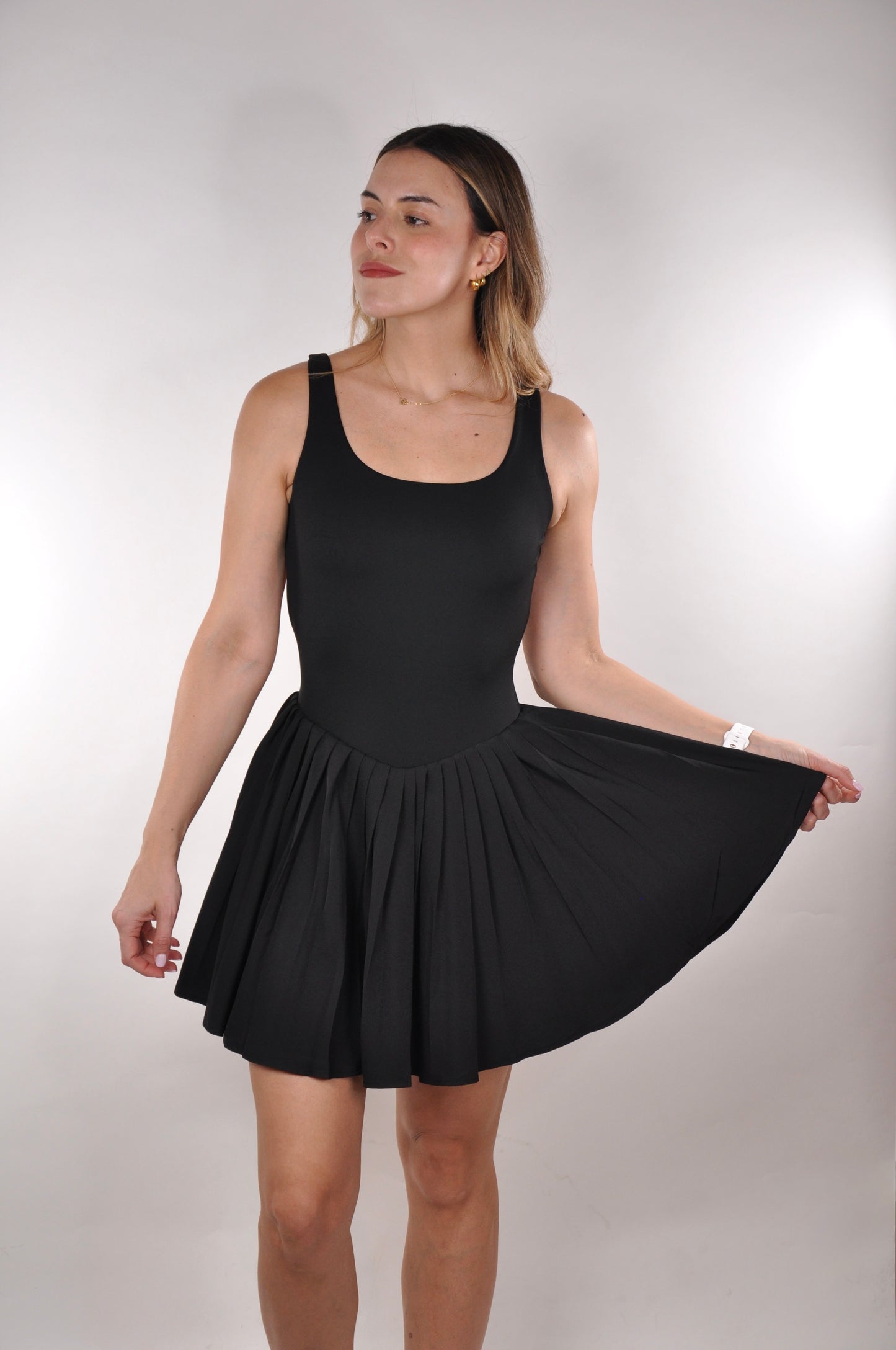 Vestido backless plisado