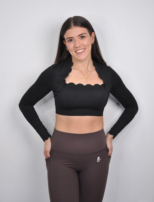 Top manga larga scalloped (corto)