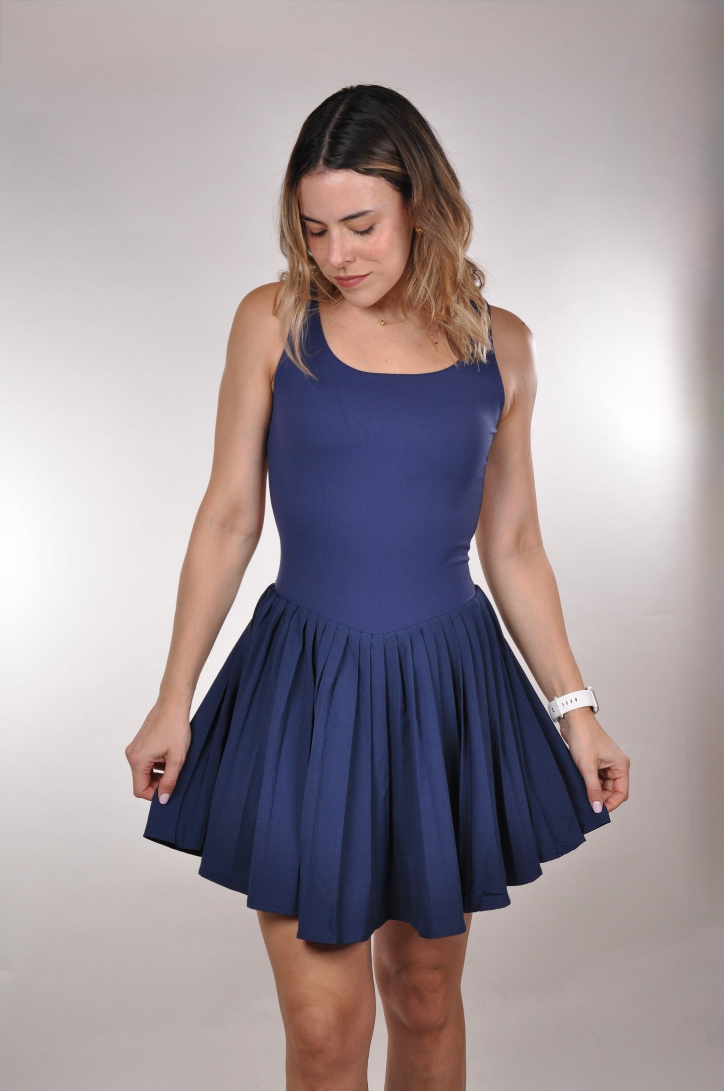 Vestido backless plisado