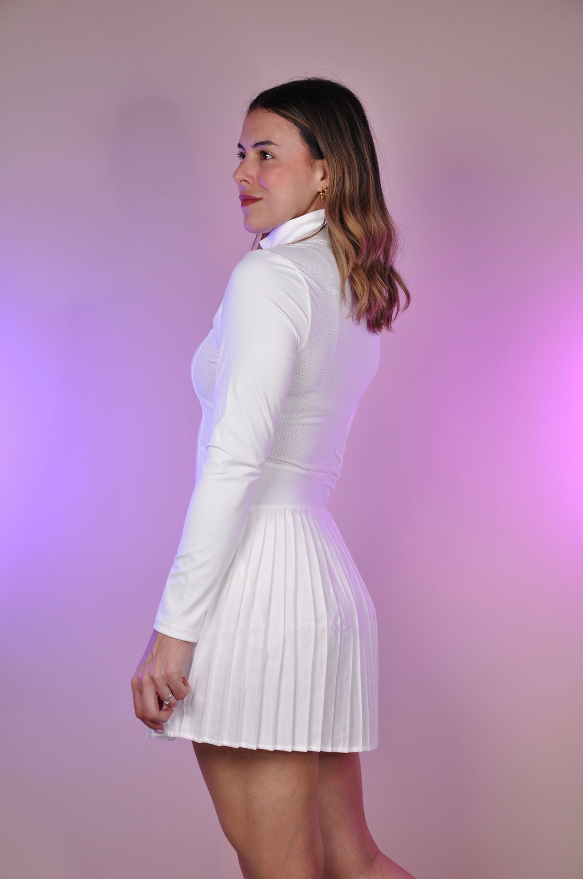 Vestido manga larga plisado