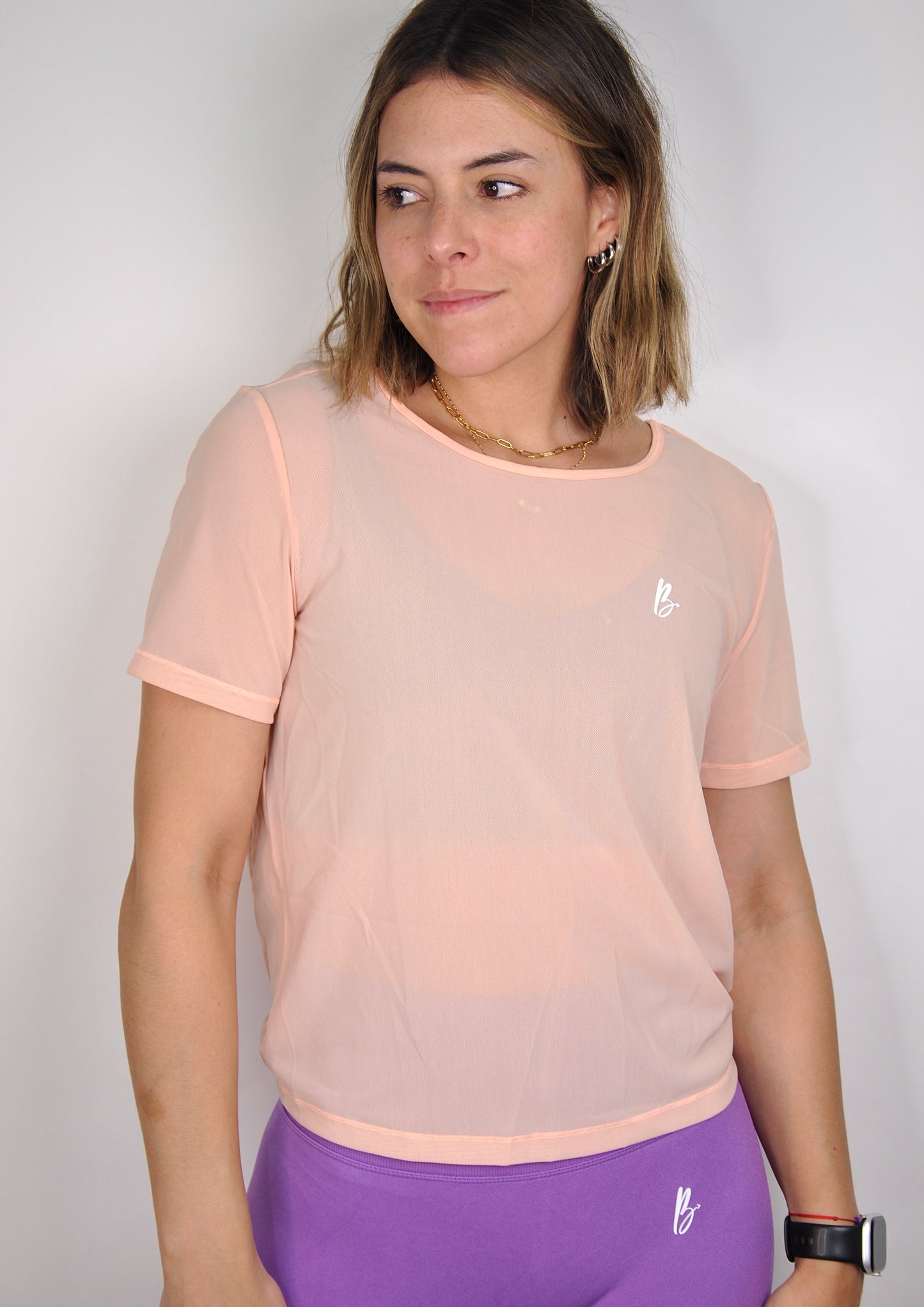 Top manga corta mesh