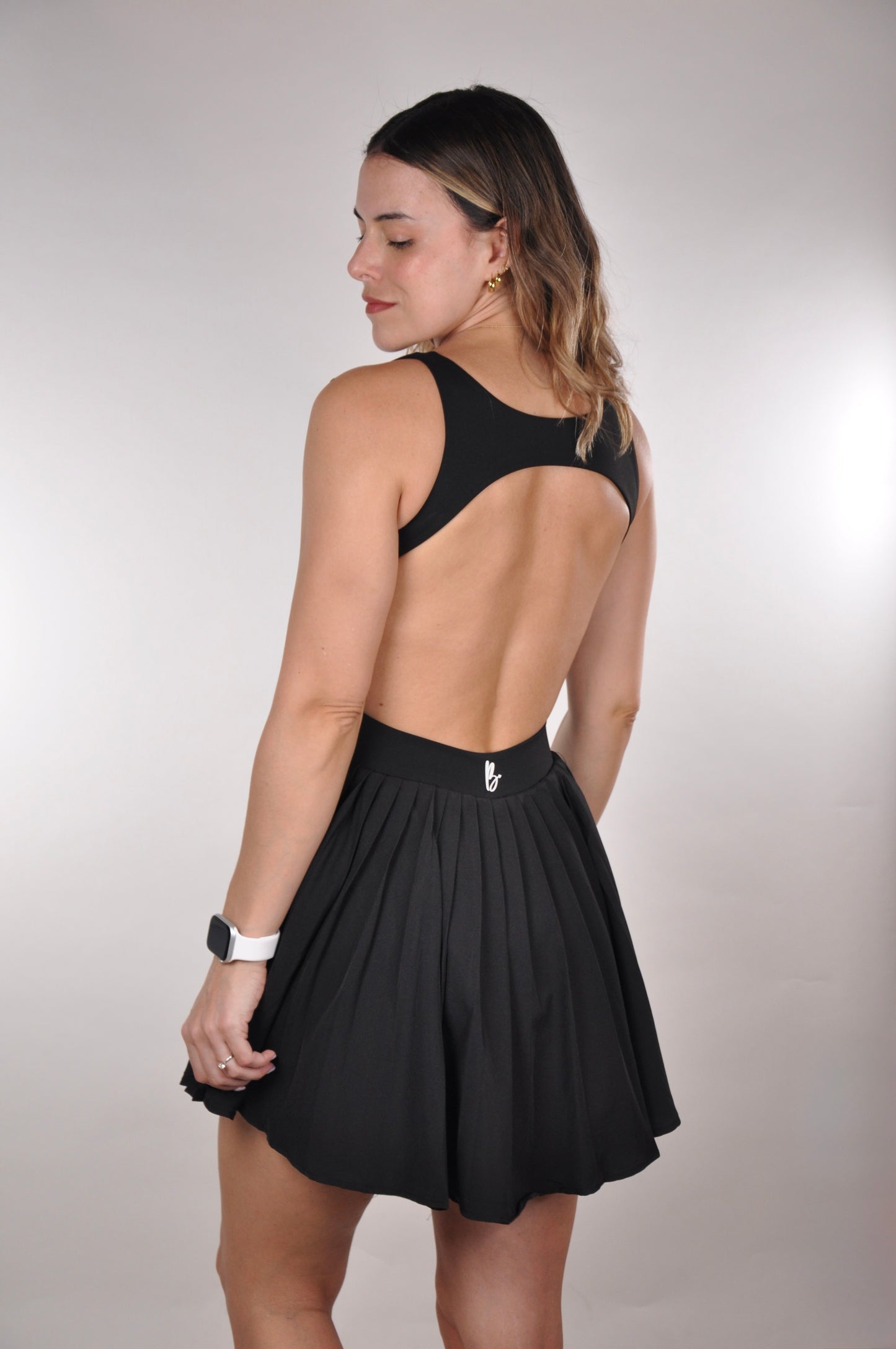 Vestido backless plisado