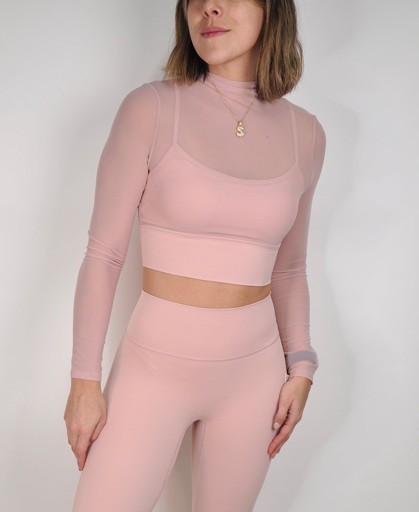 Top manga larga mesh