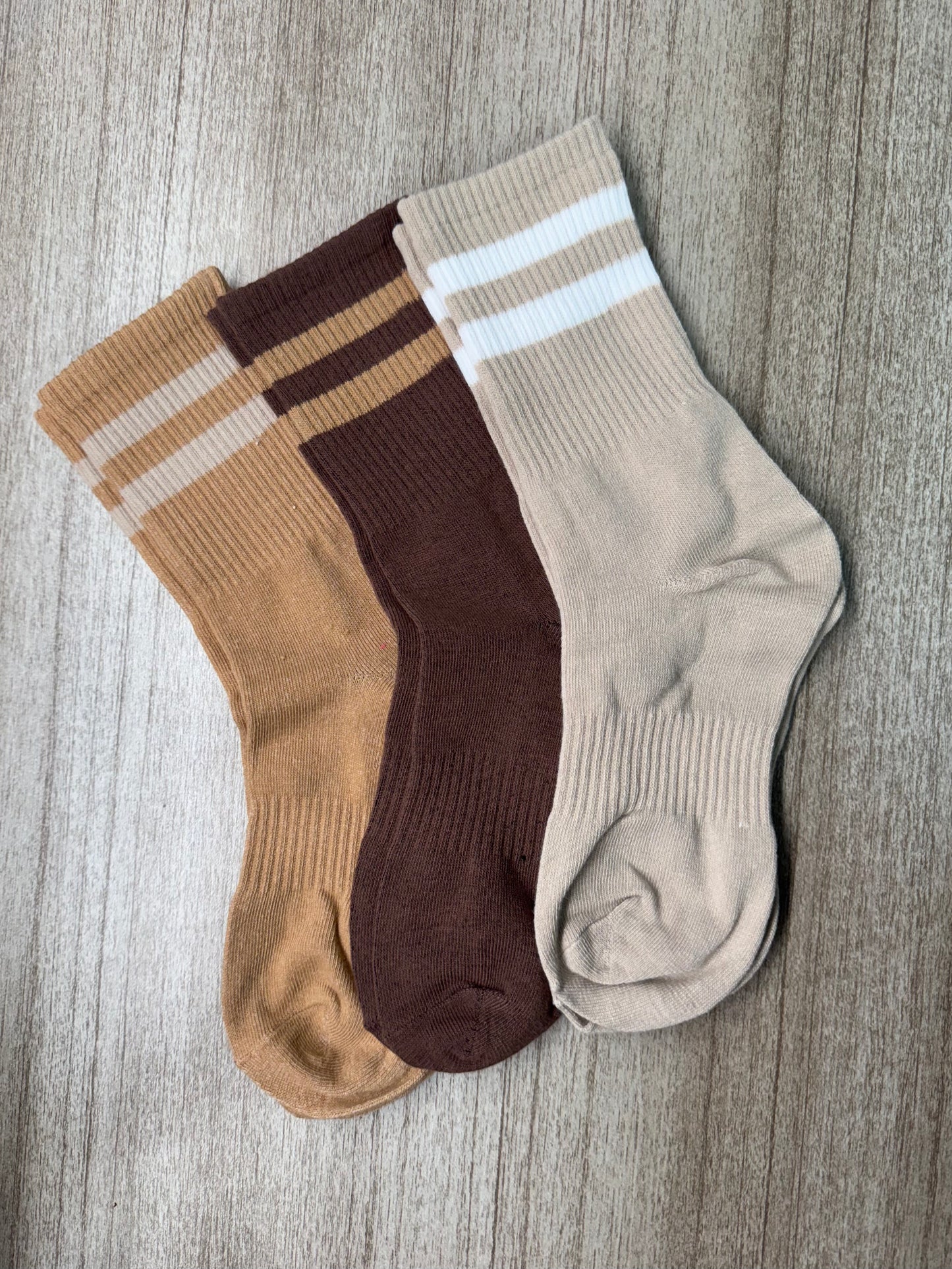 Crew socks (mocca straps 3 pack)