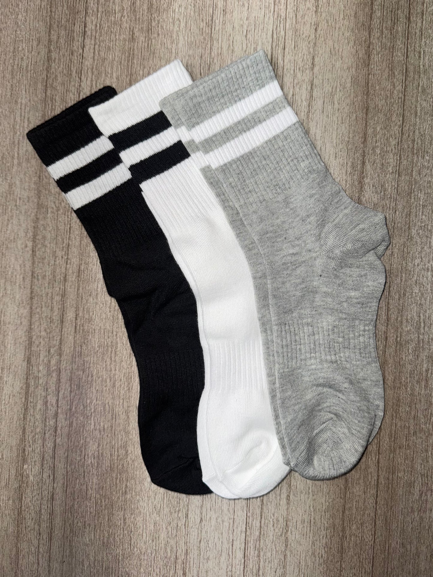 Crew socks (B&W straps 3 pack)