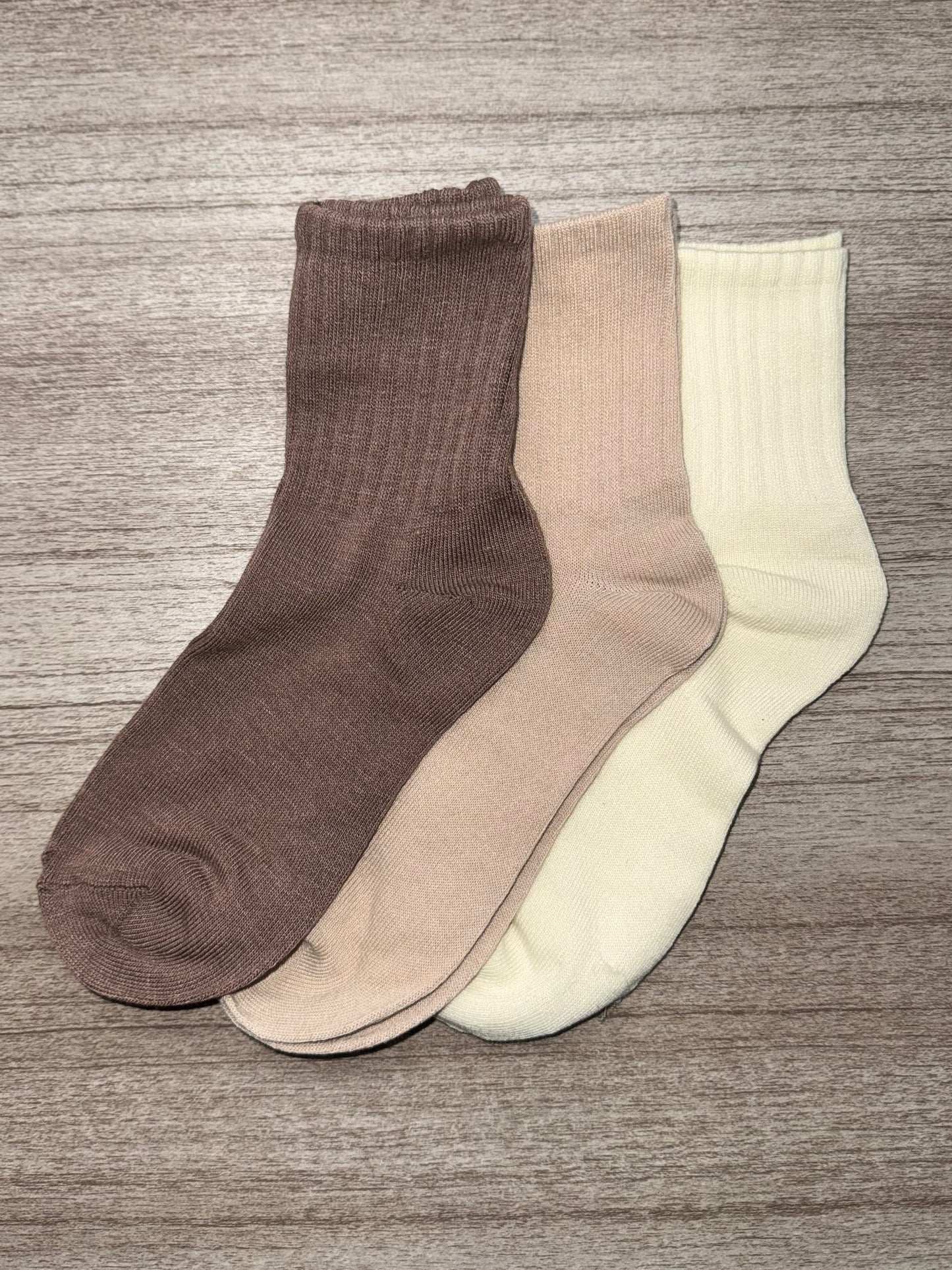 Crew socks (mocca 3 pack)