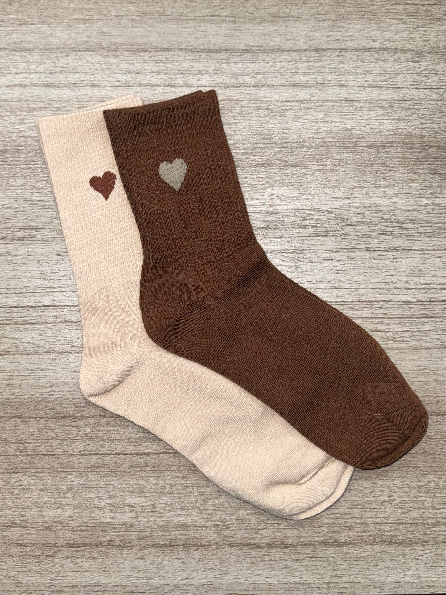 Crew socks (Mocca hearts)