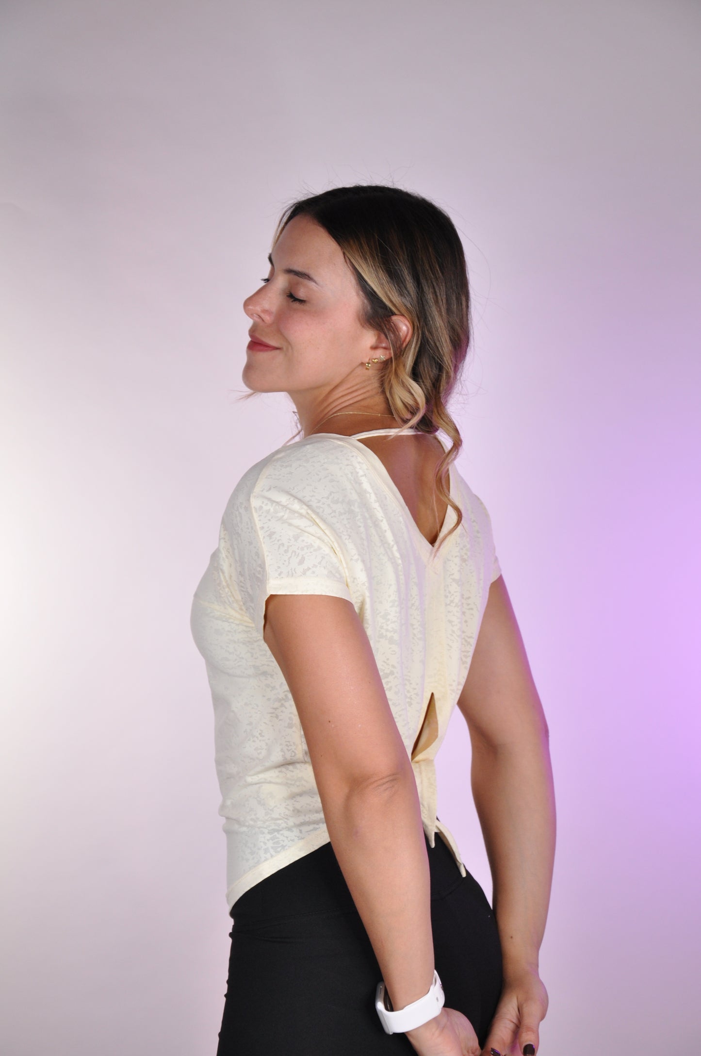 Top manga corta open back