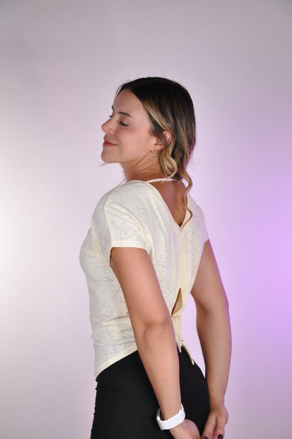 Top manga corta open back