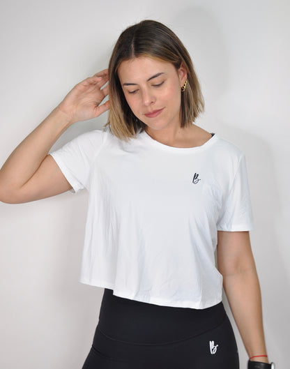 Top manga corta backless