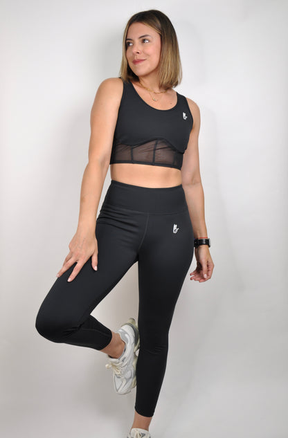 Conjunto top mesh y leggings