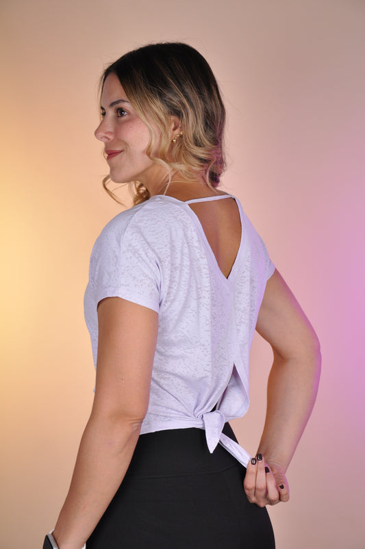 Top manga corta open back