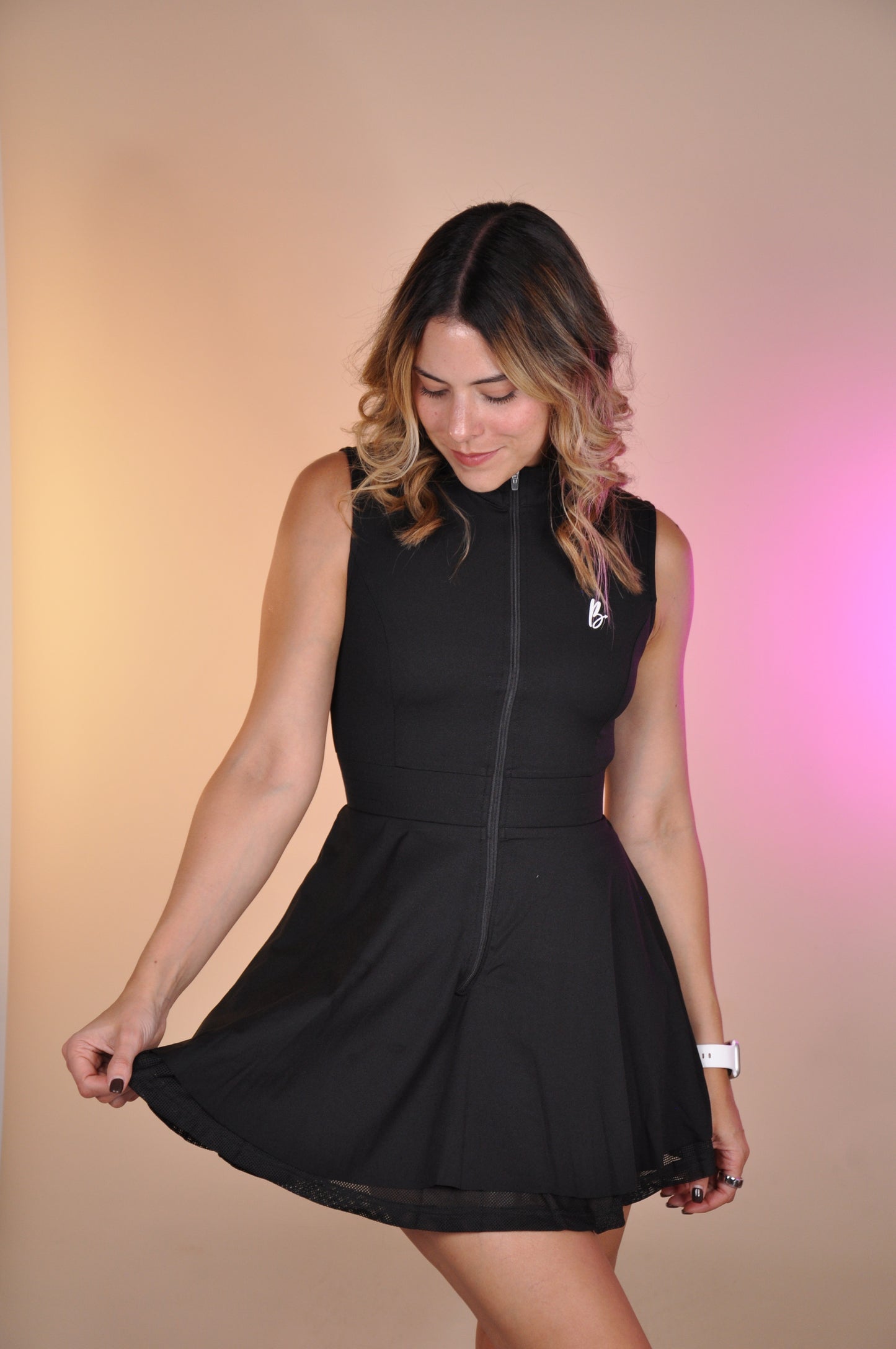 Vestido halter mesh