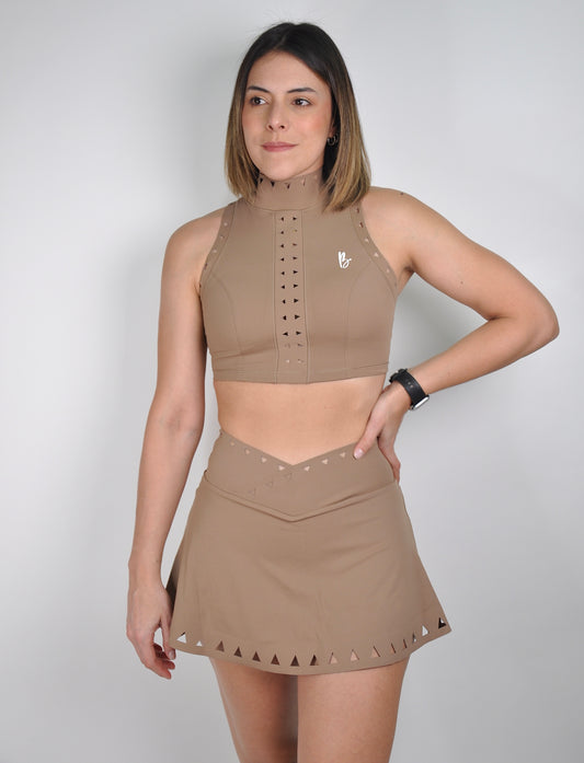 Conjunto top halter y falda cutout