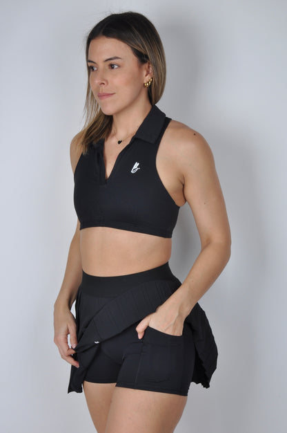 Conjunto top cuello y falda