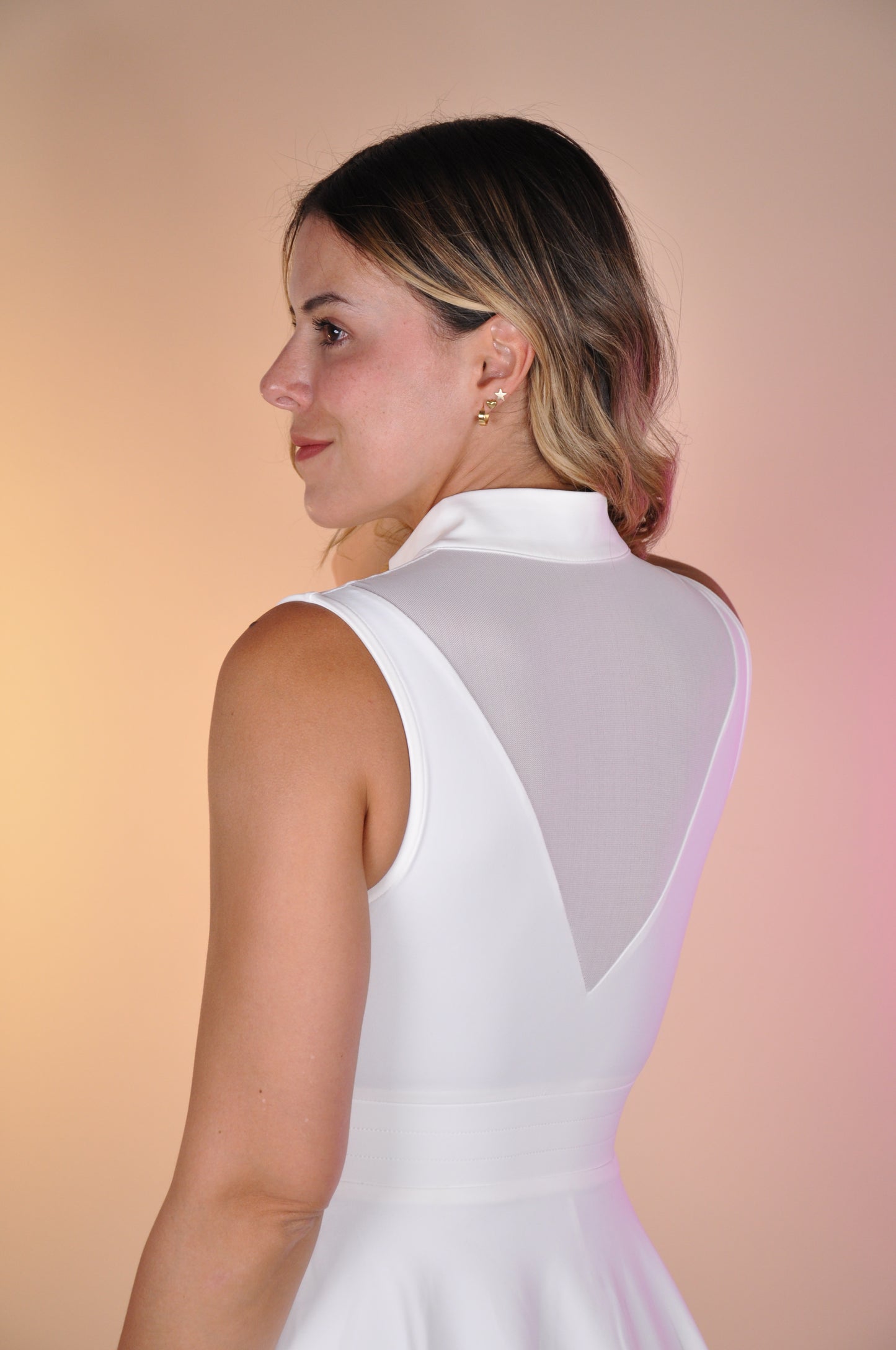 Vestido halter mesh