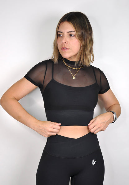 Top manga corta mesh