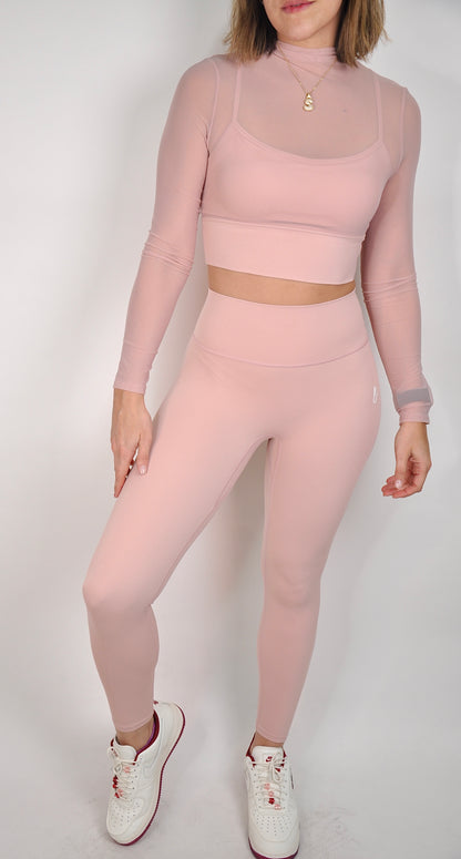 Conjunto top manga larga mesh y leggings