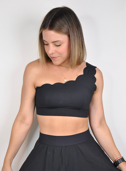 Sport bra de lado scalloped