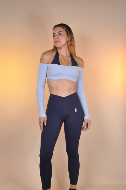 Conjunto manga larga doble y leggings V cut