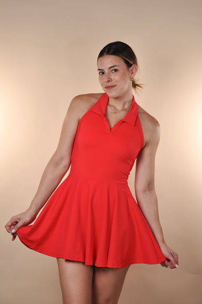 Vestido de cuello unicolor