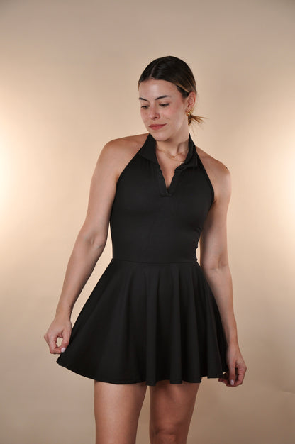 Vestido de cuello unicolor