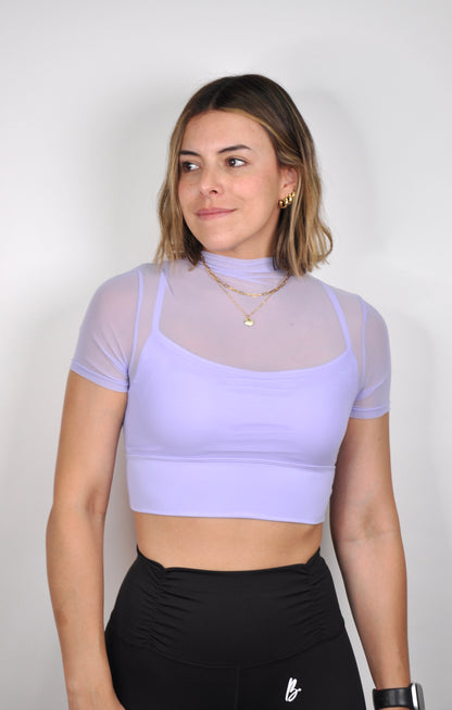 Top manga corta mesh
