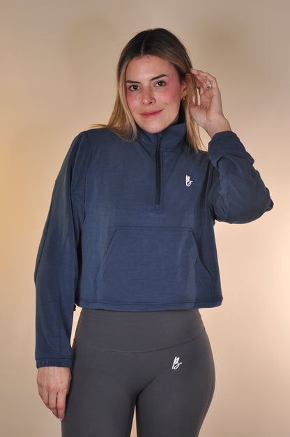 Chaqueta half zipper suave