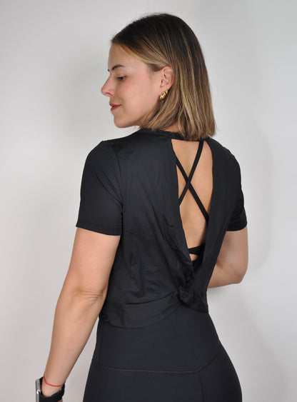 Top manga corta backless