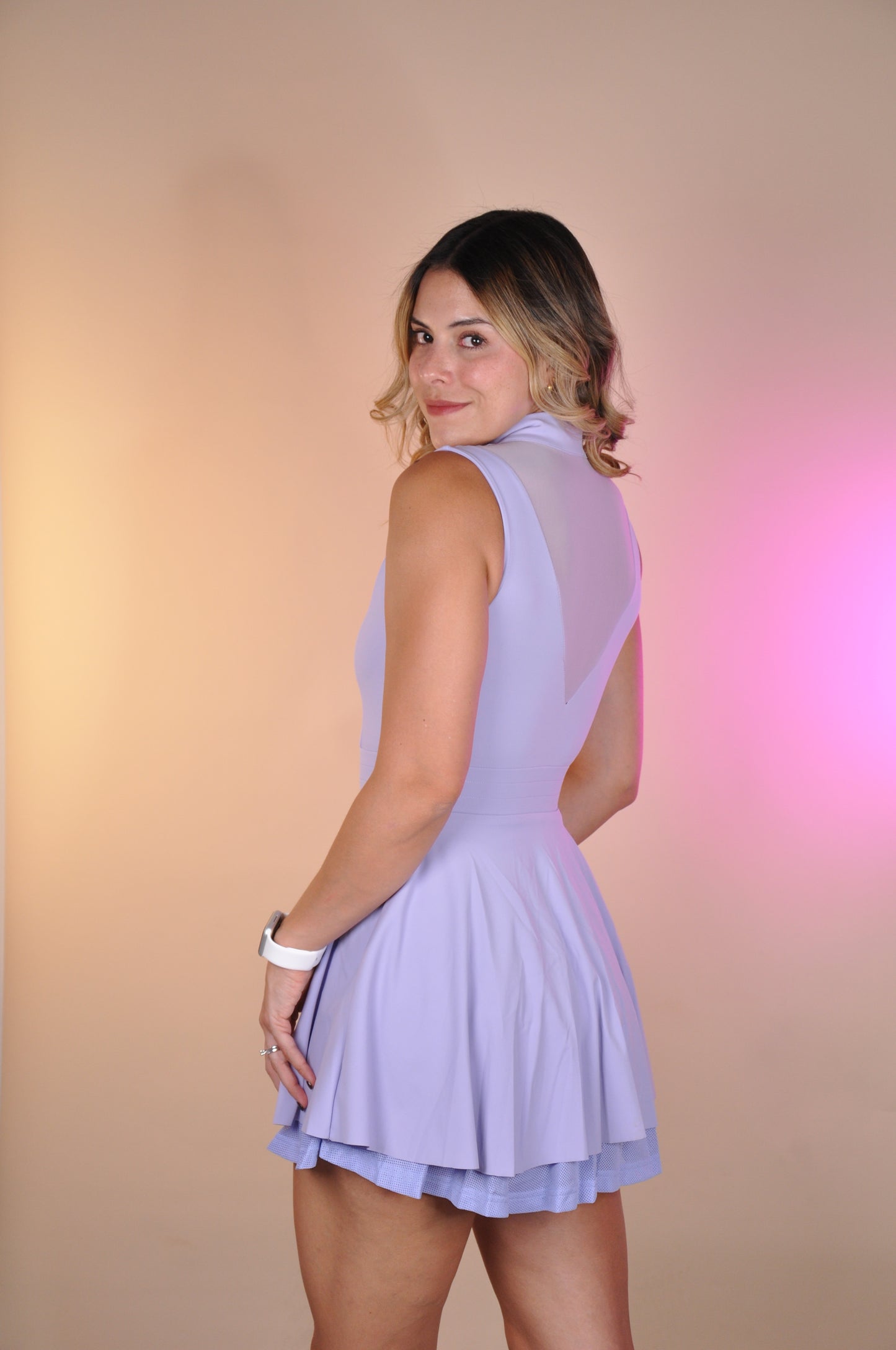 Vestido halter mesh