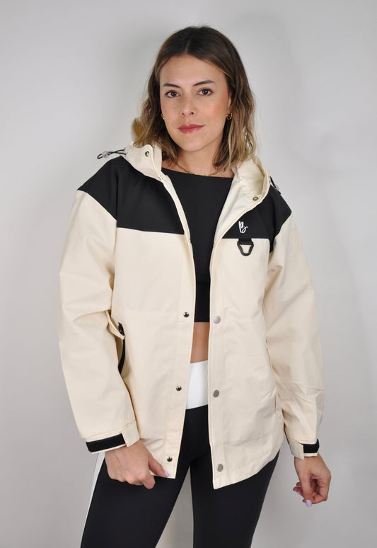 Chaqueta bicolor de cierre oversized