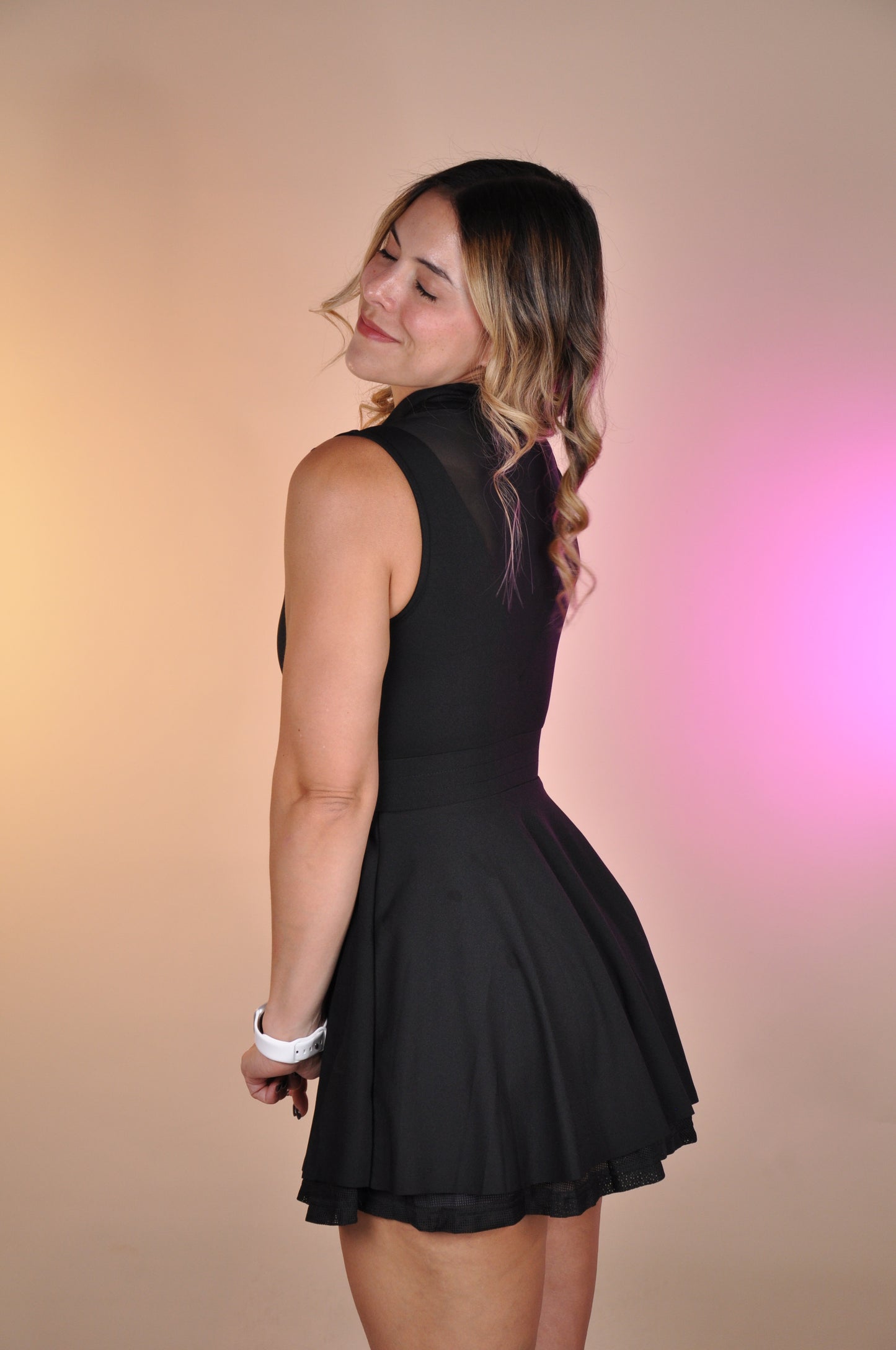 Vestido halter mesh