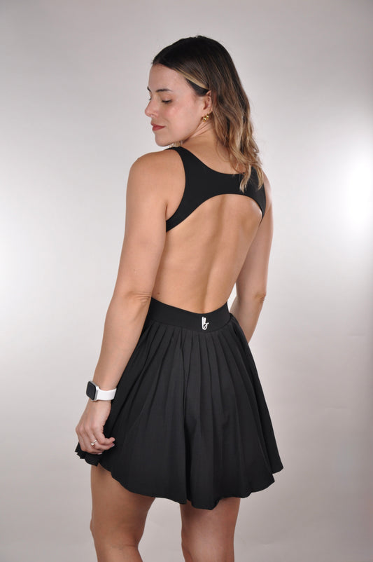 Vestido backless plisado