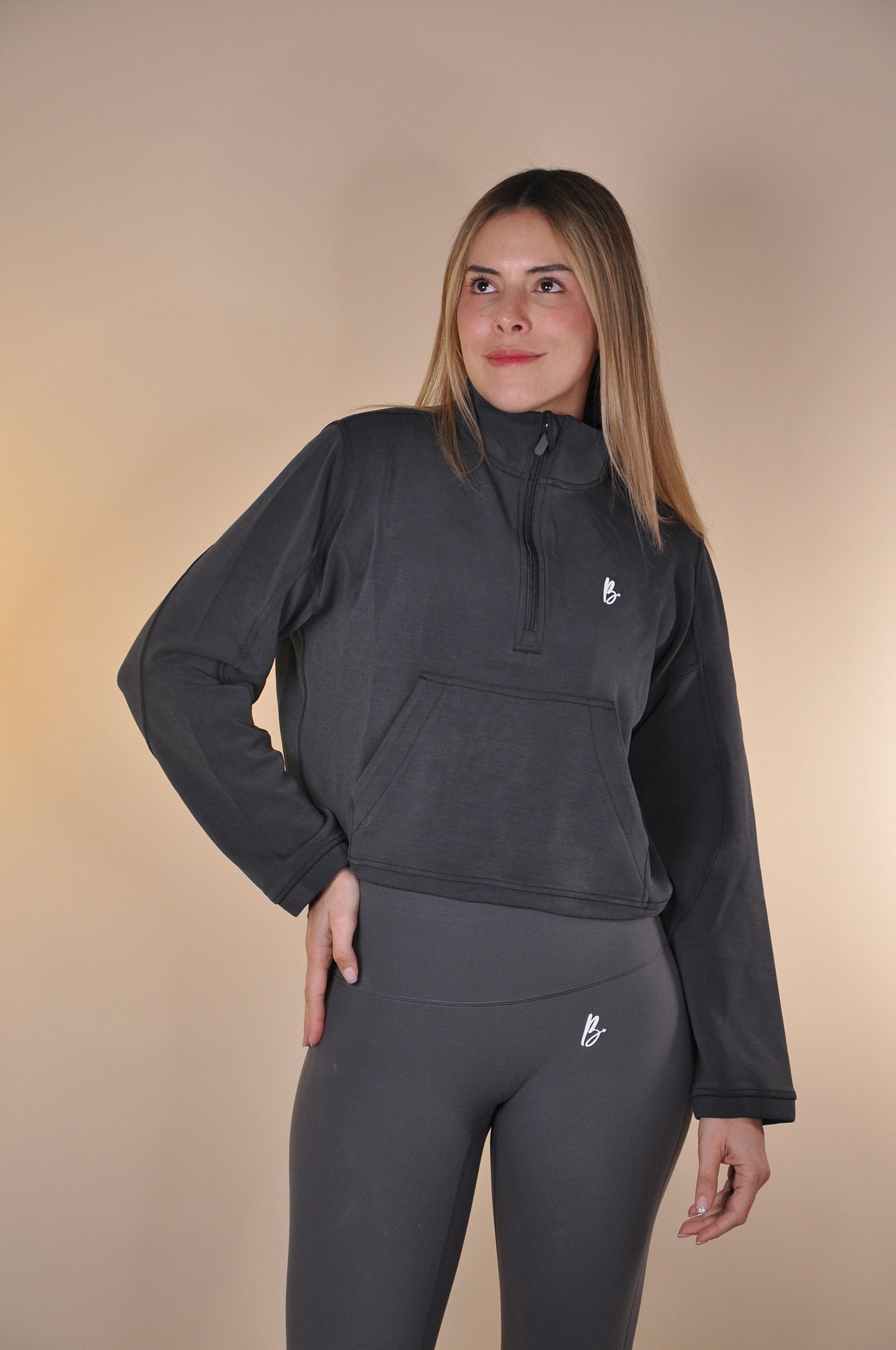 Chaqueta half zipper suave