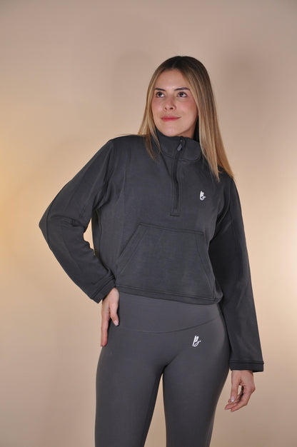 Chaqueta half zipper suave