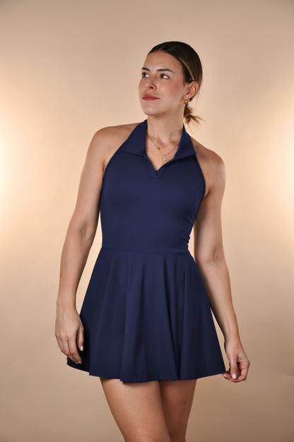 Vestido de cuello unicolor