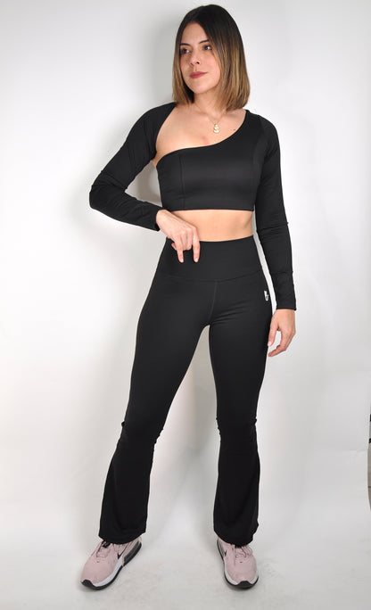 Conjunto manga larga asimétrico flared