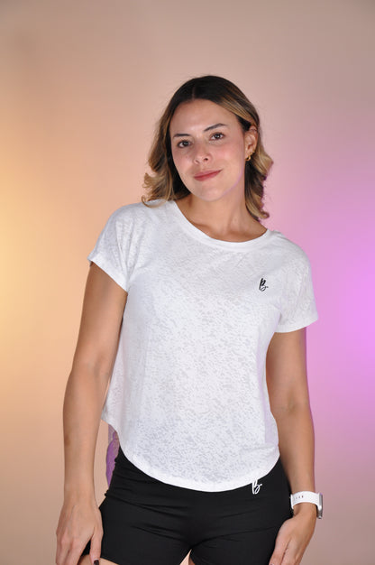 Top manga corta open back
