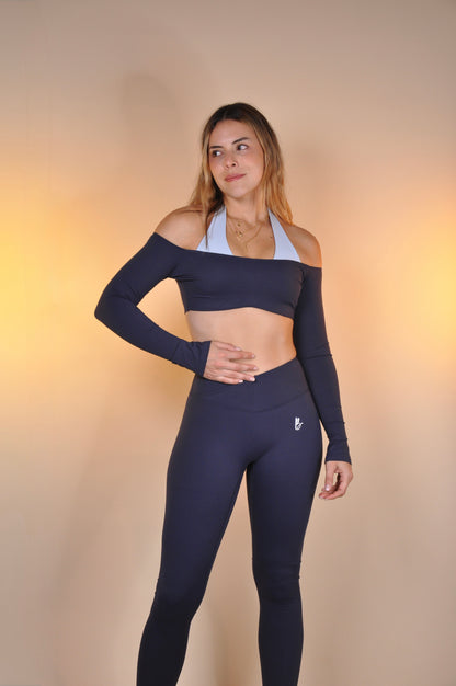 Conjunto manga larga doble y leggings V cut