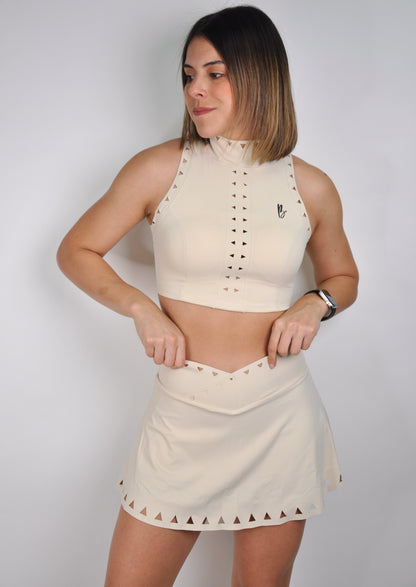 Conjunto top halter y falda cutout