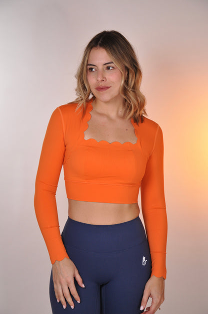 Top manga larga scalloped (largo)